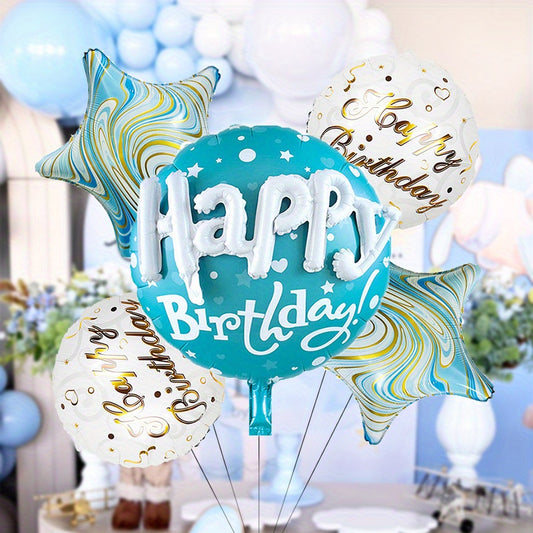 5pcs Creative 3D Happy Birthday Star Balloon Set Party Decoration