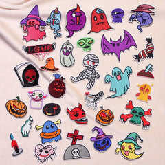 32pcs Halloween Ghost Pumpkin Skull Embroidery Cloth Stickers