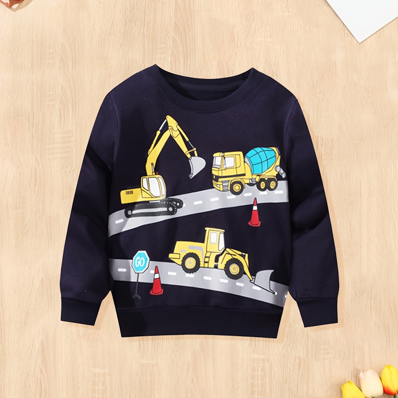 Boy's Cotton Truck Graphic Sweatshirt Casual Long Sleeve Pullover