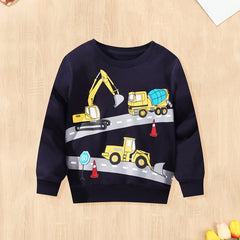 Boy's Cotton Truck Graphic Sweatshirt Casual Long Sleeve Pullover