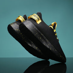Men's Knit Letter Print Running Sneakers Soft Anti-skid Shoes