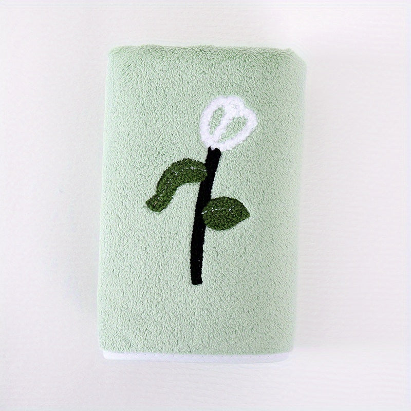 Rose Flower Embroidered Hand Towel Coral Fleece Soft Face Towel