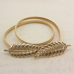 Metal Elastic Belt Stretch Leaf Vintage Thin Waist Belt For Dress Jeans