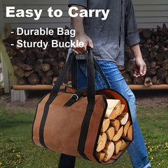 Firewood Carrier Canvas Tote Bag With Handle - Wood Stove Accessories