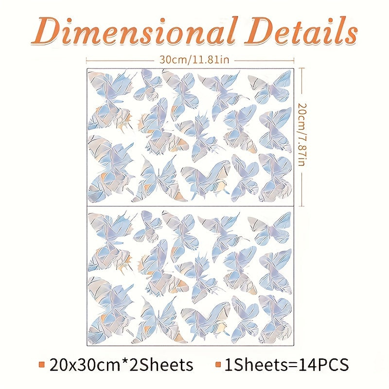 28pcs Butterfly Window Stickers Anti Collision Decals Glass Alert