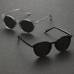 2 Pairs Men's Casual Round Frame Sunglasses with Case