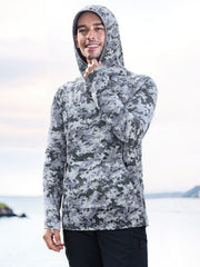 Men's Camo UPF 50 Sun Protection Hoodie Long Sleeve