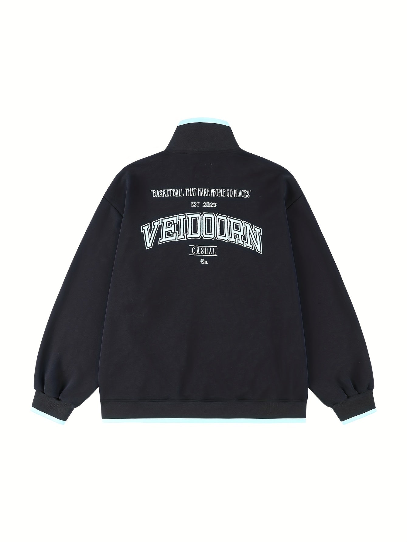 Men's Stand Neck Cotton Sweatshirt Pullover Long Sleeve Tops