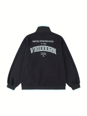 Men's Stand Neck Cotton Sweatshirt Pullover Long Sleeve Tops