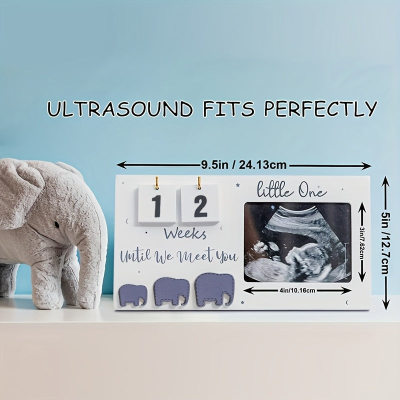 Wooden Ultrasound Photo Frame with Countdown and Reveal Info