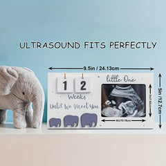 Wooden Ultrasound Photo Frame with Countdown and Reveal Info