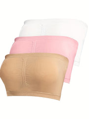 3-Pack Plus Size Basic Bra Set Women's Plus Solid Wireless