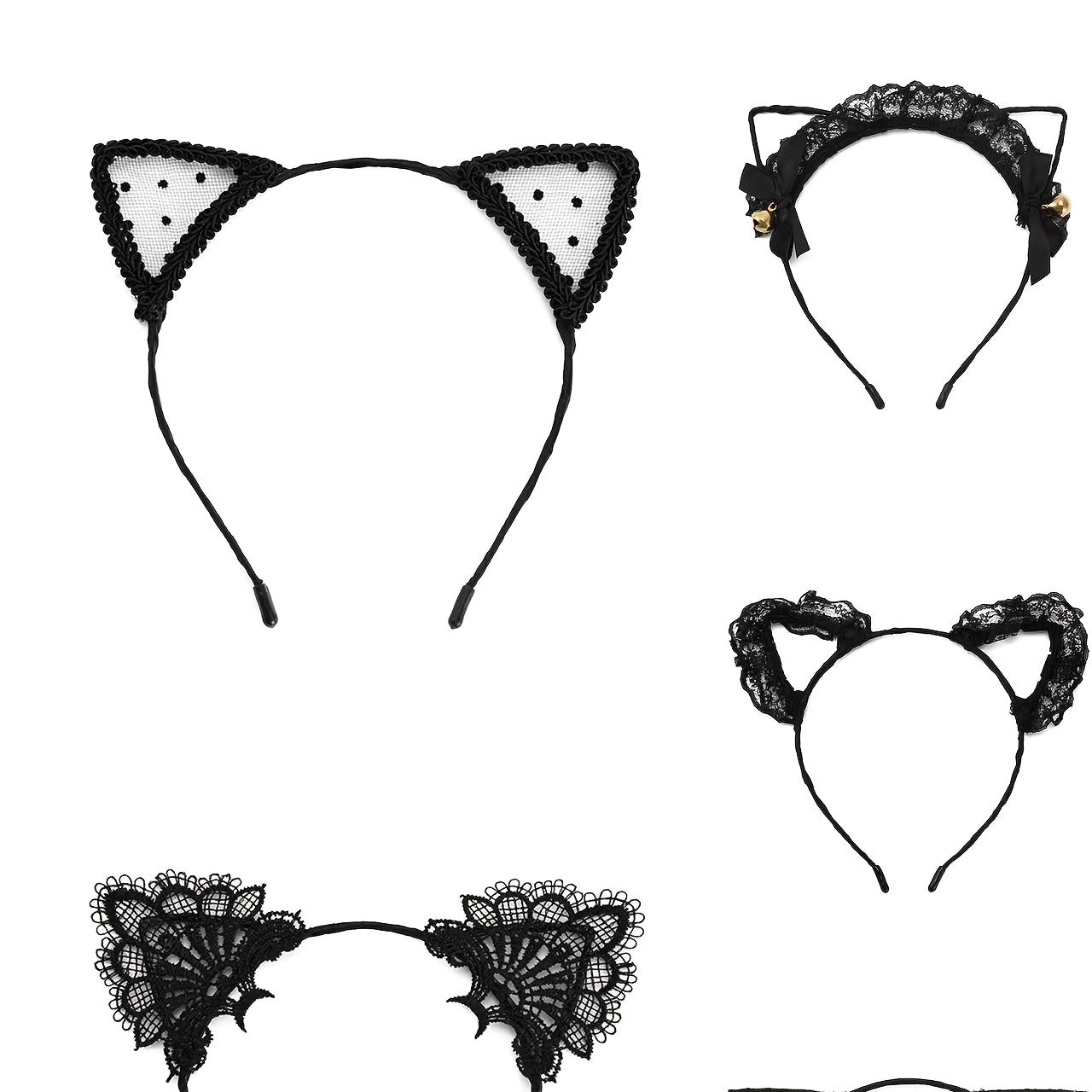 Girls Party Hair Accessories Lace Cat's Ears Headband Set