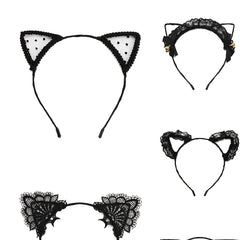 Girls Party Hair Accessories Lace Cat's Ears Headband Set