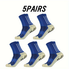 Non-slip Breathable Mid-tube Football Socks - 5 Pairs