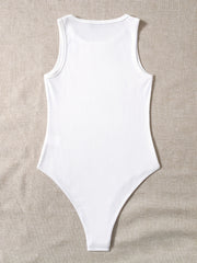 Basic Bodysuit Women's Plus Ribbed Round Neck Bodysuit