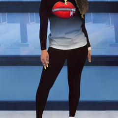 Women's Plus Ombre & Lip Print Top & Leggings Set