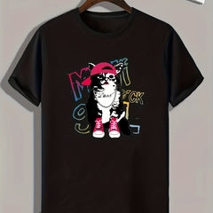 Cat Pattern Print Men's Sports T-shirt Comfy Graphic Tee