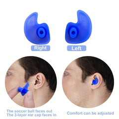 4 Pairs Reusable Silicone Ear Plugs for Swimming & Surfing