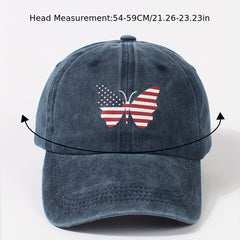 Independence Butterfly Baseball Cap Flag Patriotic Distressed Dad Hat