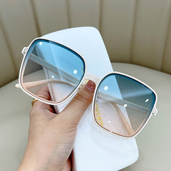 Large Square Sunglasses Gradient Lens Women Driving Eyeglasses