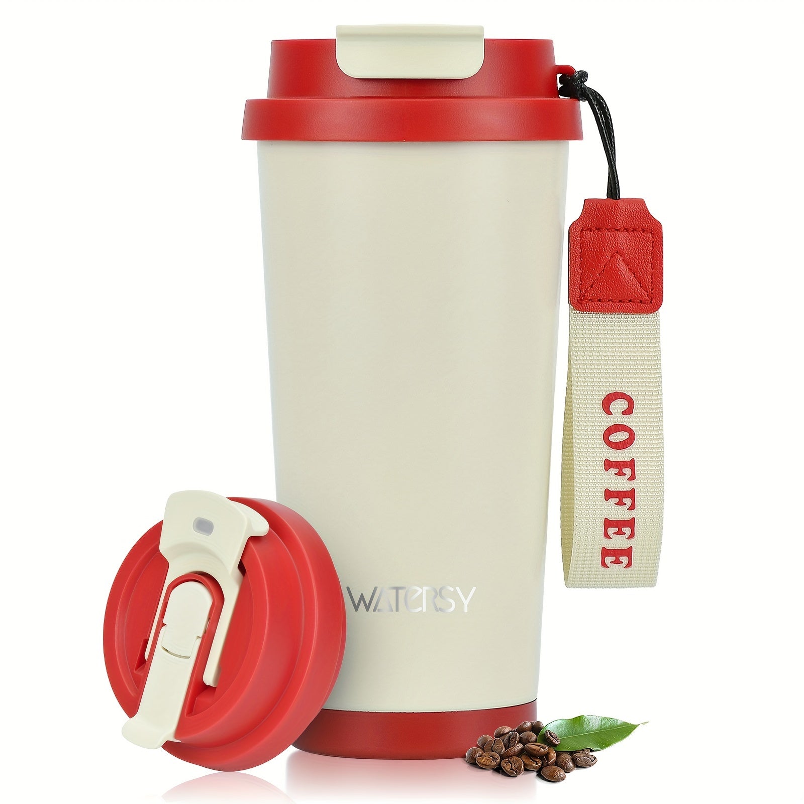 WATERSY 500ml Travel Mug Insulated Coffee Cup Leakproof Lids Straw Vacuum