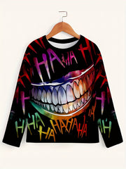 Smile Print Men's Long Sleeve Tee Stylish T-shirt