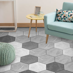 11pcs Cement Gray Hexagonal Floor Stickers Waterproof Non-slip Tile Stickers