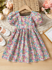 Toddler Girls Floral Princess Dress For Party Kids Summer Clothes