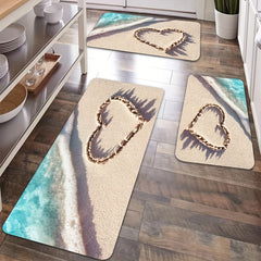 Beach Element Heart Print Rug Romantic Warm Mat