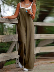 Casual Solid Square Neck Wide Leg Jumpsuit