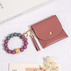 Multicolor Silicone Bead Bracelet Coin Purse Card Holder