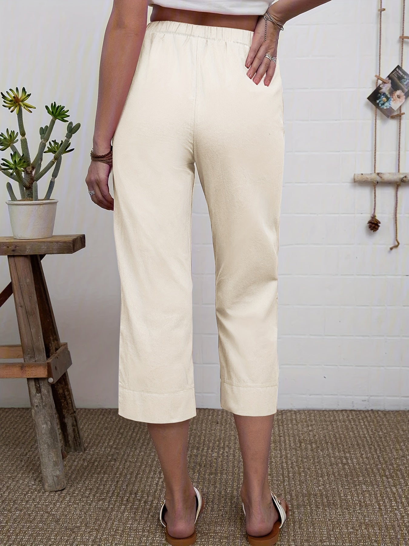 High Waist Cropped Pants for Summer & Spring