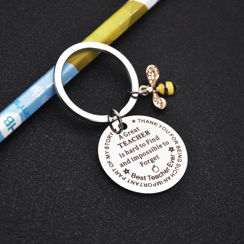 Teacher's Keychain Great Teacher Small Bee Stainless Steel Gift Christmas