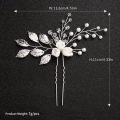 Faux Pearl Crystal Beads Bridal Hairpin Floral U Shaped Hair Sticks
