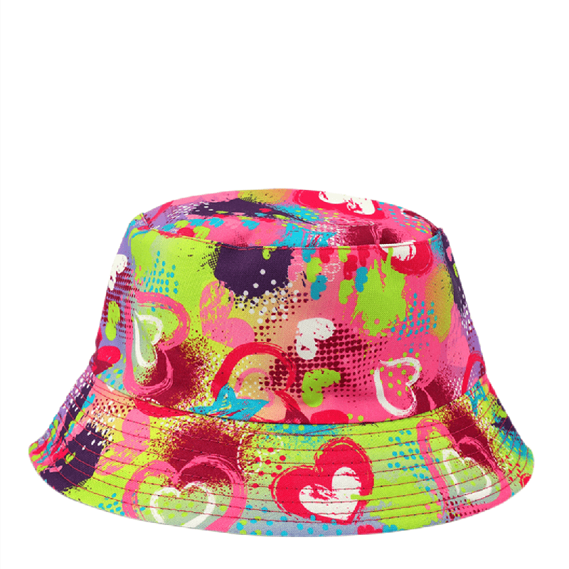 Pink Print Bucket Hat Y2K Lightweight Sunshade Fisherman Cap