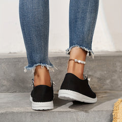 Women's Lightweight Canvas Sneakers Low Top Lace Up Comfy Walking Shoes