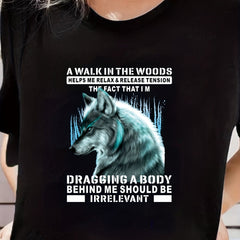 Wolf & Letter Print Crew Neck Sports T-shirt