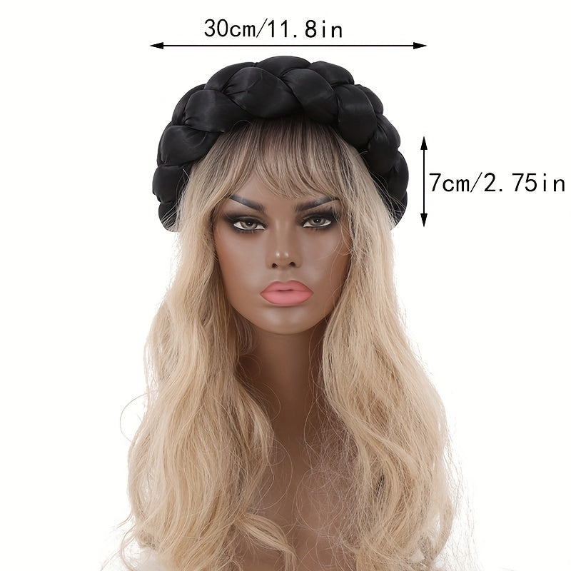 Satin Twisted Braided Headband Women Turban Elastic Solid Head Wrap Hairband