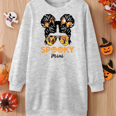 Spooky Mini Halloween Girls Crewneck Sweatshirt Dress Spring Fall