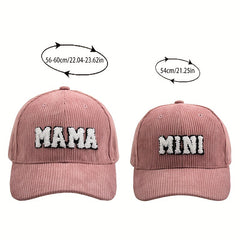 Parent Child Corduroy Baseball Cap Mama Mini Hat Embroidery