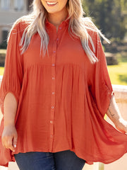 Layered Half Sleeve Loose Shirt Women's Plus Size