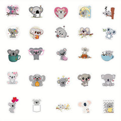 50pcs Koala Cartoon Vinyl Stickers Reusable for Laptops Phones Guitars & More