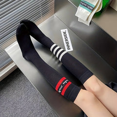 Striped Calf Socks Women's Knee High Stockings