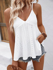 Eyelet Spaghetti Strap Cami Top Summer Women's Clothing