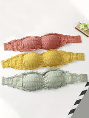 3pcs Girl's Tube Bra Triangle Texture Underwear