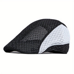 Men's Mesh Breathable Newsboy Hat Peaked Cap Retro Beret Literary Painter Hat