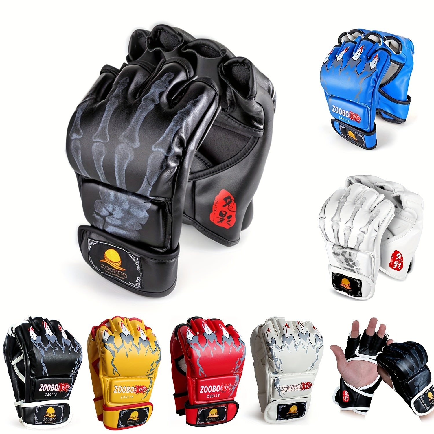 Half Finger Boxing Gloves Adjustable Wristband Fitness Training Gloves