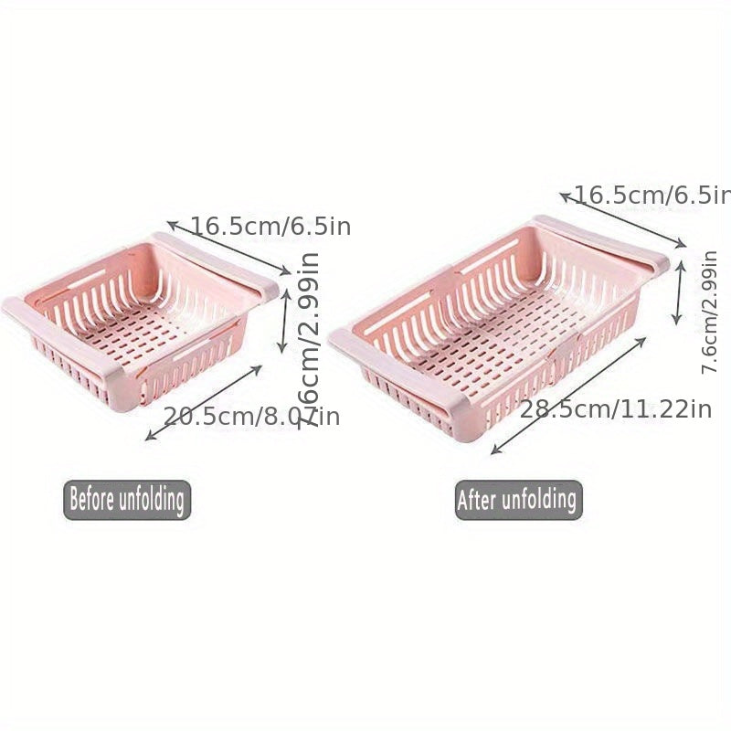 2pcs Fridge Drawer Organizer Retractable Drawer Refrigerator Storage Box