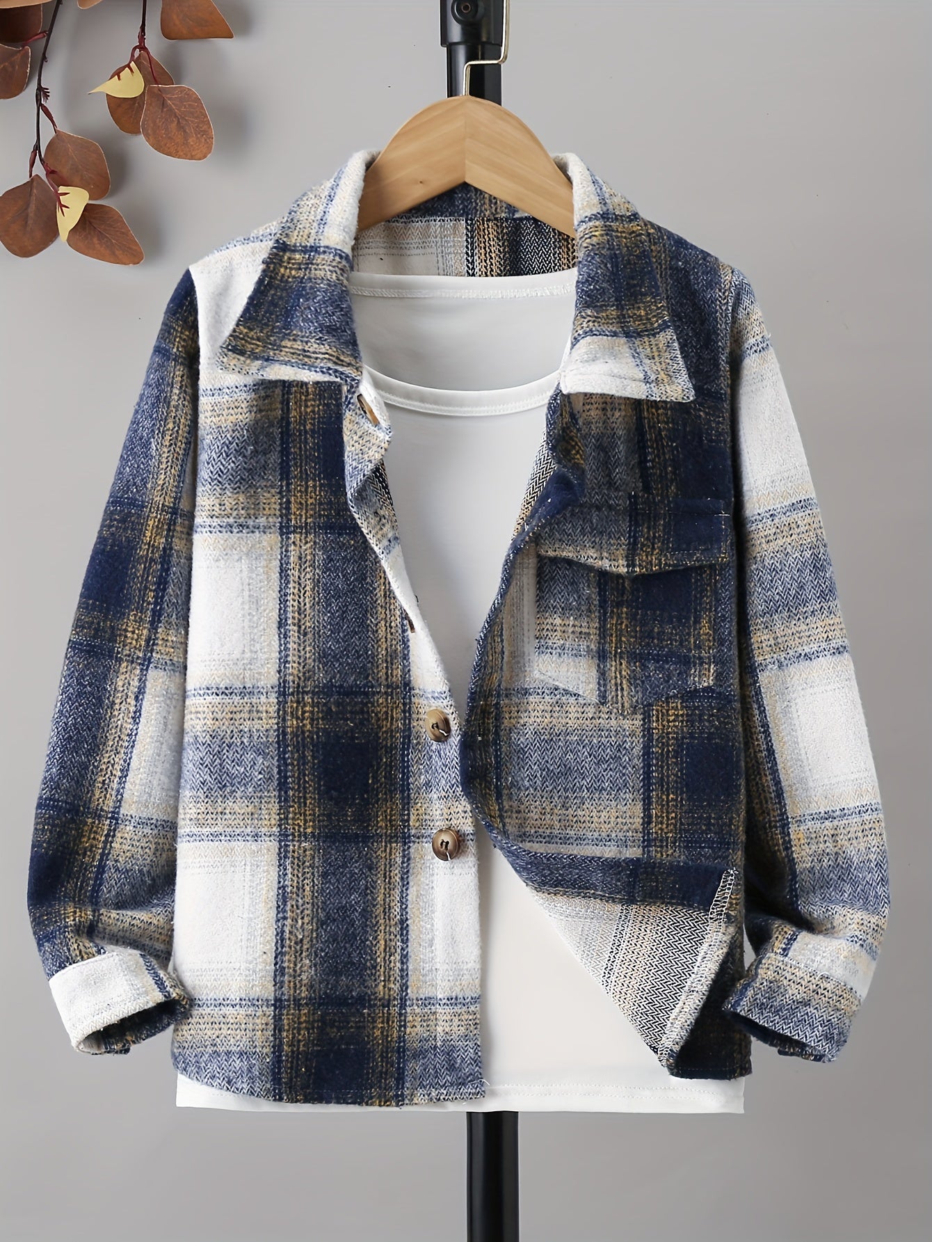 Toddle Boys Plaid Jacket Long Sleeve Button Down Warm Coat Winter Kids Clothes